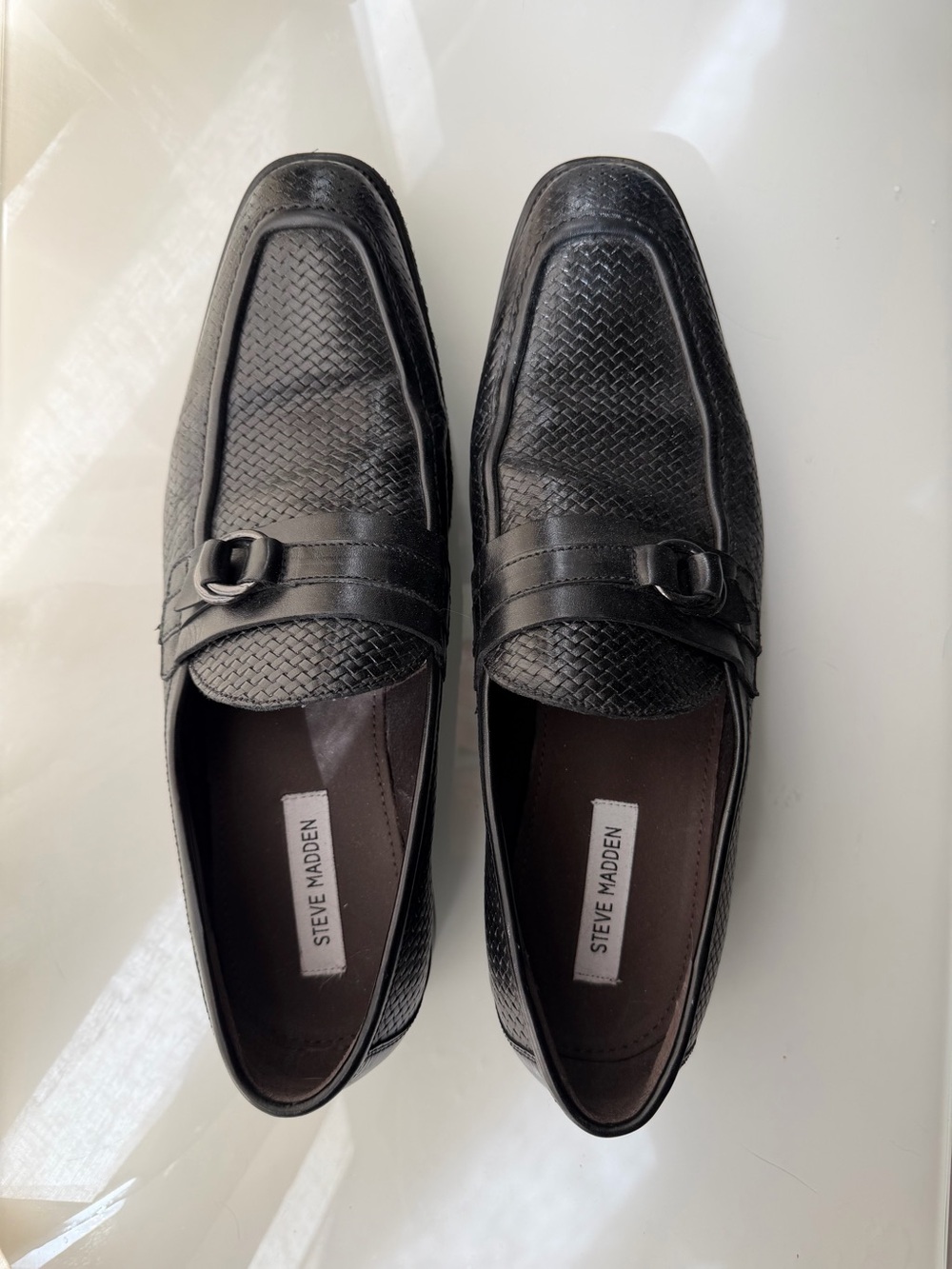 Steve Madden Woven Leather Bit Loafers โ Black โ Men's 12
